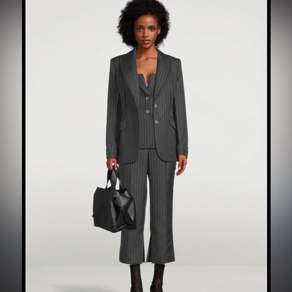 NWOT: SIMKHAI Gray Pinstripe Bustier Strapless Top Size 10 - Picture 3 of 13